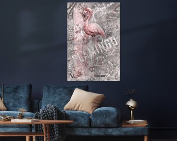 Flamingo-Illustration im Graffiti-Stil. von Emiel de Lange