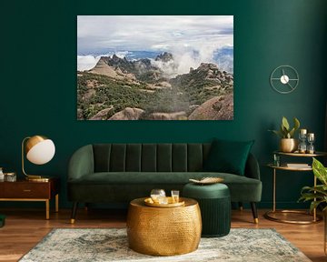 Mountain landscape with clouds in Montserrat