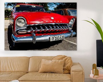 Red vintage Desoto in Havana Cuba by Dieter Walther