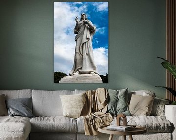 Christ statue in Havana Cuba with clouds by Dieter Walther