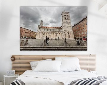 Church San Michele in Foro in center of Luca, Tuscany, Italy by Joost Adriaanse