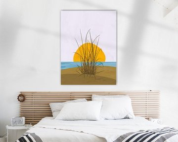 Illustration der Nordseeküste bei Sonnenuntergang von Tanja Udelhofen