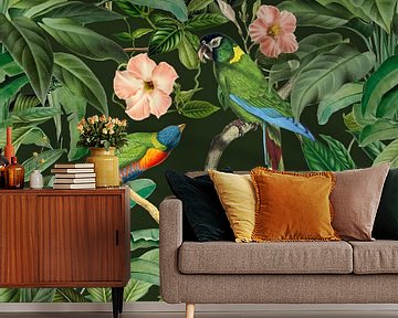 Tropical birds in the green jungle by Andrea Haase