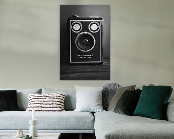 Vintage zwart wit analoge kodak brownie camera. van Christa Stroo fotografie
