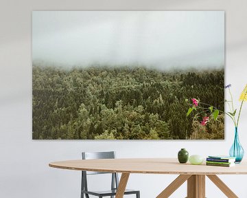 Wolken over de bossen van Noorwegen, Scandinavië van Anneloes van Acht