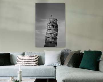 Toren van Pisa in zwart wit