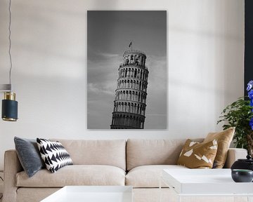 Der Turm von Pisa in schwarz-weiß