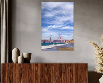 Golden Gate Bridge & Baker Beach | Minimalist Skyline von Melanie Viola