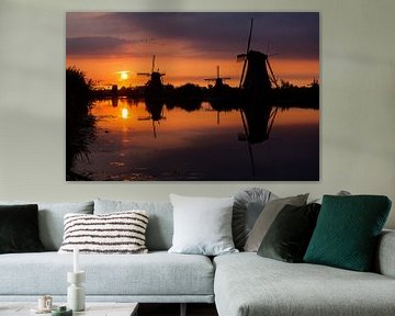 Kinderdijk Zonsondergang van Remko Bochem