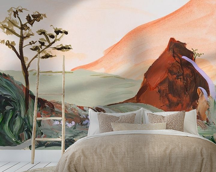 Beispiel fototapete: 'Sunkissed Mountain' | Abstrakte Landschaft von Ceder Art