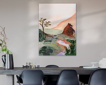 ‘Sunkissed Mountain’ |  Abstract landschap van Ceder Art