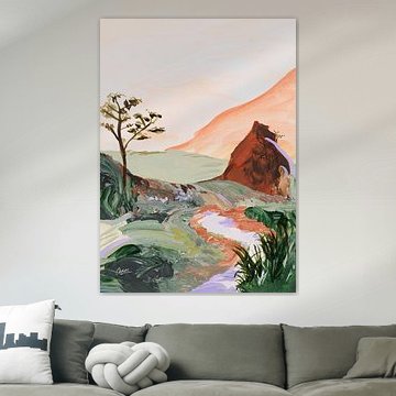 ‘Sunkissed Mountain’ |  Abstract landschap van Ceder Art