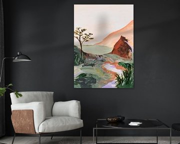 'Sunkissed Mountain' | Abstrakte Landschaft von Ceder Art