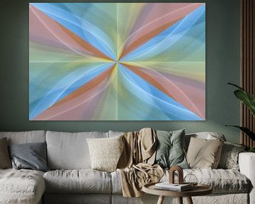 Geometric pattern with curved lines in pastel by Lisette Rijkers