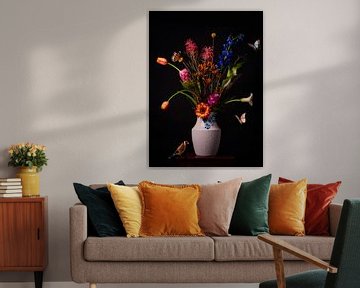 Stilleven met kleurrijke bloemen en een moderne twist van Beeldpracht by Maaike
