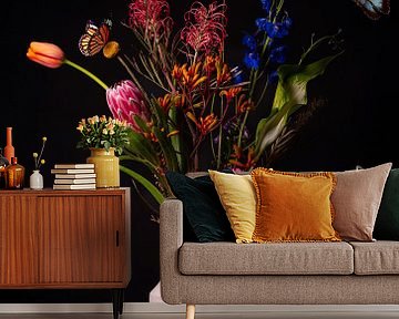 Still life with colourful flowers and a modern twist by Beeldpracht by Maaike