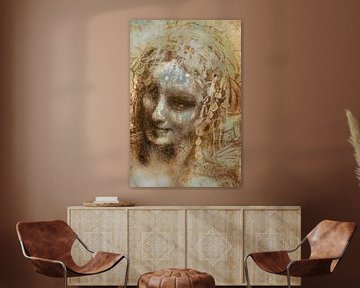 Portret Vrouw Da Vinci 1 Basic. Digital Art van Alie Ekkelenkamp