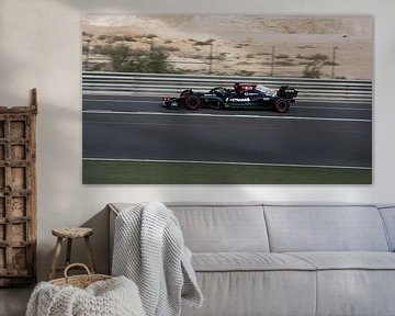 Lewis Hamilton in zijn Formule 1 auto van Mercedes van Bianca Fortuin