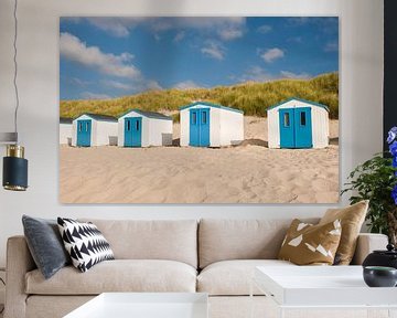Cabines de plage aux couleurs vives à Texel I Vie sur la plage des îles néerlandaises des Wadden I P