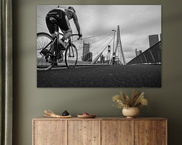 Cyclists on the Erasmus Bridge in Rotterdam by Chihong