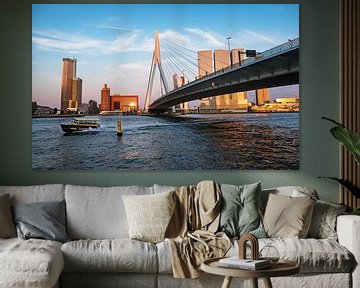 Skyline van Rotterdam  met Erasmusbrug en de rivier Maas van Chihong