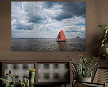 Sailboat on the Frisian lakes in the Netherlands by Chihong