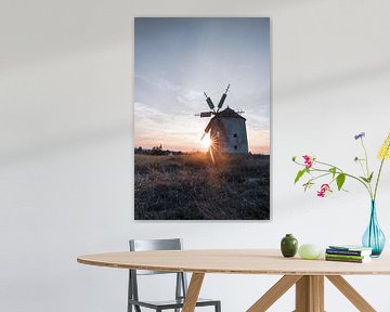 Windmolen in - Zonsondergang van Fotos by Jan Wehnert