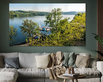 view of sailing ships and Baldeneysee Essen Ruhr area Germany by Dieter Walther