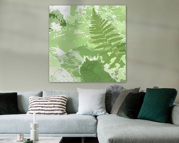 Abstract fern leaves in green van Dina Dankers