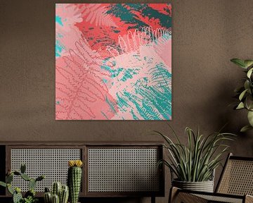 Abstract Botanical in pastel pink, green and red by Dina Dankers