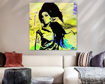 Amy Winehouse Modern Abstract Portret van Art By Dominic