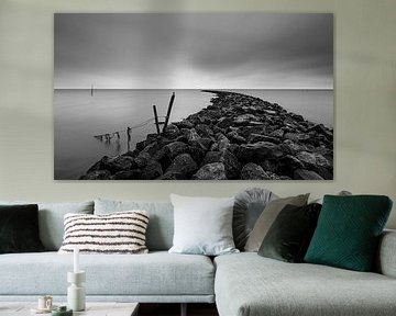 Houtribdijk Schwarzer und weißer Rest. von Danny Leij