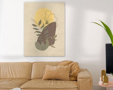 Paysage abstrait dans les tons de la terre avec une fleur sur Tanja Udelhofen