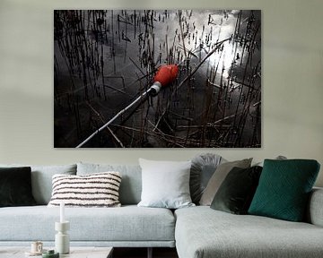 Real life still life reflection reed with buoy by Lilian Bisschop
