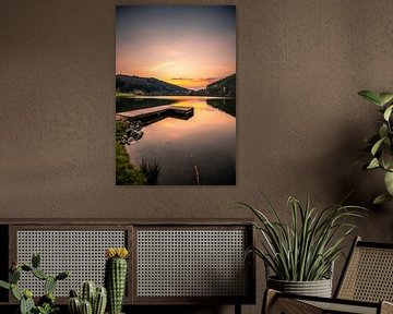 Lake with jetty in the sunset by Fotos by Jan Wehnert