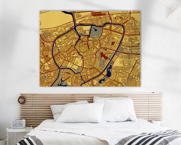 Kaart van het centrum van Breda in de stijl van Gustav Klimt van Maporia