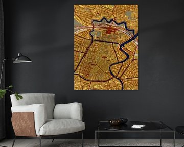 Kaart van het centrum van Haarlem in de stijl van Gustav Klimt van Maporia