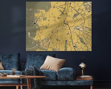 Kaart van centrum van Apeldoorn in de stijl van Gustav Klimt van Maporia
