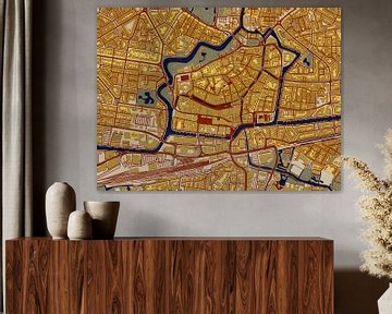 Karte des Zentrums von Leeuwarden im Stil von Gustav Klimt von Maporia