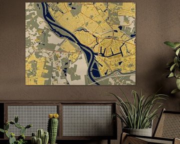 Kaart van Deventer in de stijl van Gustav Klimt van Maporia