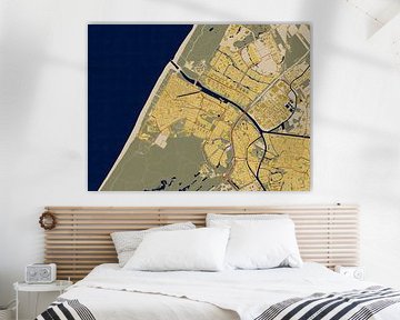 Kaart van Katwijk in de stijl van Gustav Klimt van Maporia
