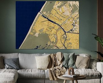 Carte de Katwijk dans le style de Gustav Klimt sur Maporia