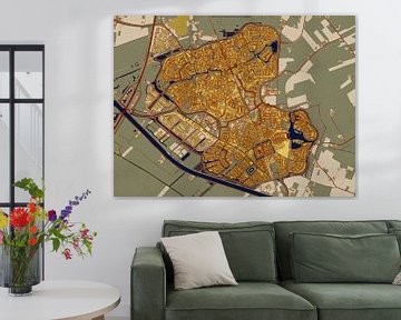 Kaart van Houten in de stijl van Gustav Klimt van Maporia