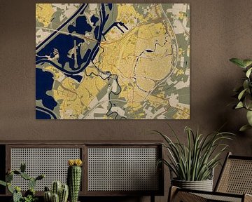 Kaart van Roermond in de stijl van Gustav Klimt van Maporia
