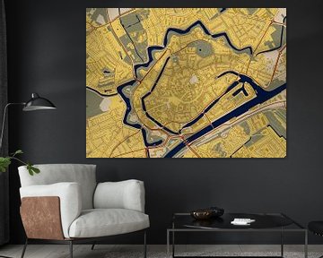 Kaart van het centrum van Middelburg in de stijl van Gustav Klimt van Maporia