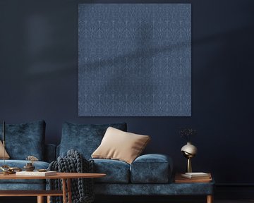 Royaal blauw - Behang symmetrisch print van Studio Hinte