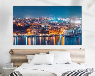 Nachtelijke skyline van Sliema op het eiland Malta van Daan Duvillier | Dsquared Photography