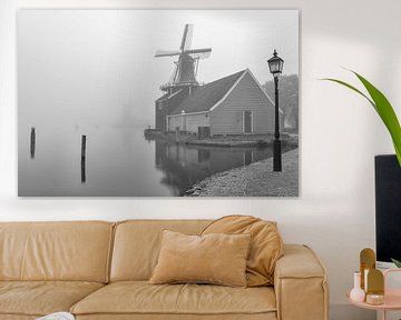 Zaanse Schans dans la brume sur Bart Hendrix