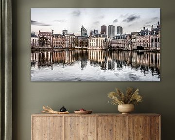 The city of den haag with the mauritshuis, government buildings and jubi buildings in the background