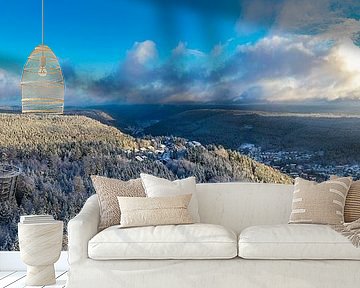 Aerial view winter in Bad Wildbad in the Black Forest by Werner Dieterich